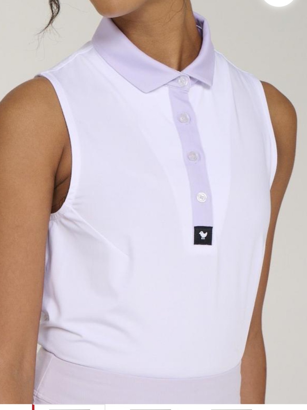 Bad Birdie Core Sleeveless Polo - White/Lilac - Picture 2 of 6
